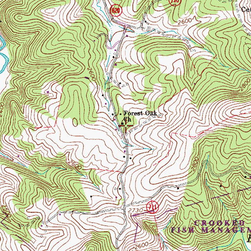 Topographic Map of Forest Oak Church, VA