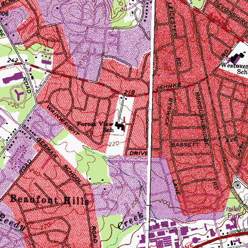 Topographic Map of Elizabeth D Redd Elementary School, VA