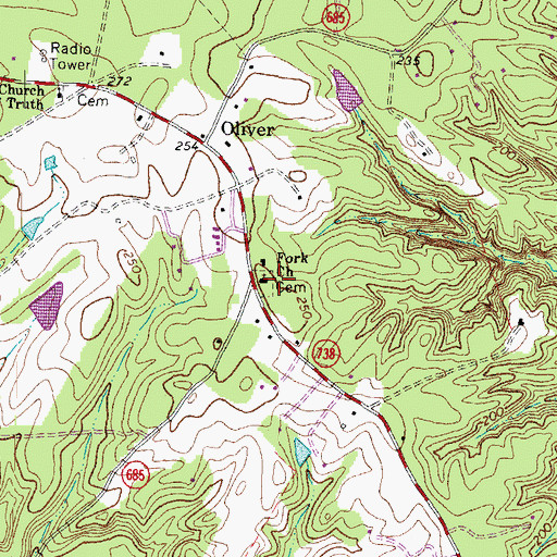 Topographic Map of Fork Church, VA