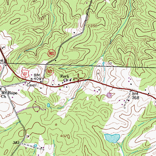 Topographic Map of Fork Church, VA