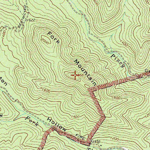 Topographic Map of Fork Mountain, VA