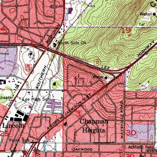 Topographic Map of Bellemeade, AL