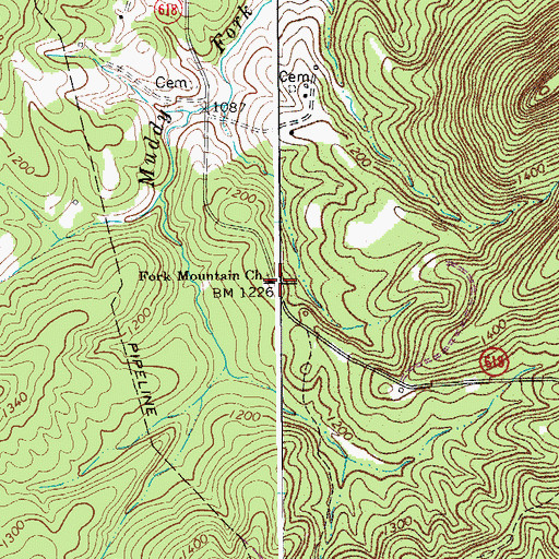 Topographic Map of Fork Mountain Church, VA