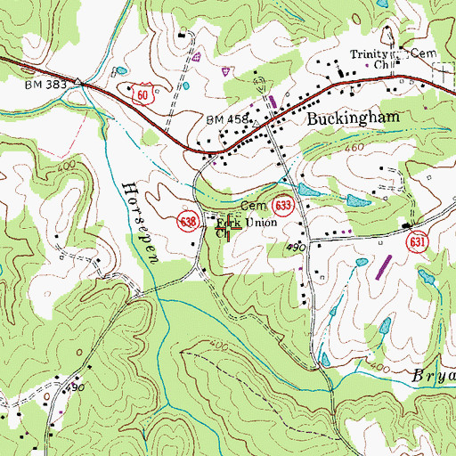 Topographic Map of Fork Union Church, VA