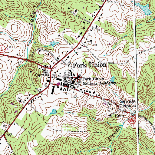 Topographic Map of Fork Union Military Academy, VA