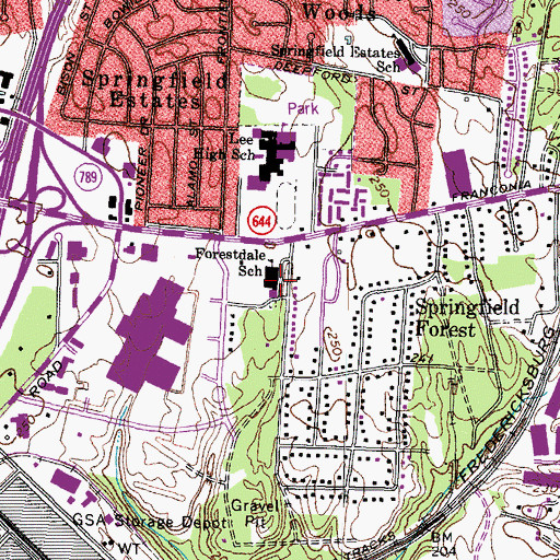 Topographic Map of Forestdale Elementary School, VA