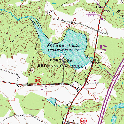 Topographic Map of Fort Lee Recreation Area, VA