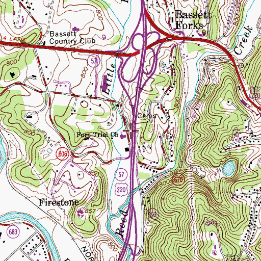 Topographic Map of Fort Trial Church, VA