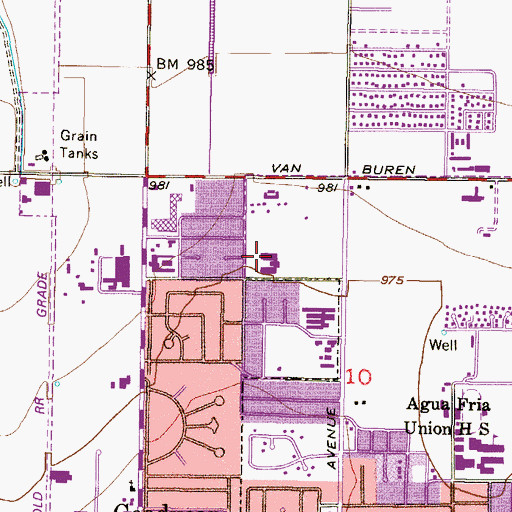 Topographic Map of Lattie Coor School, AZ
