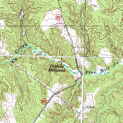 Topographic Map of Fosters Millpond, VA