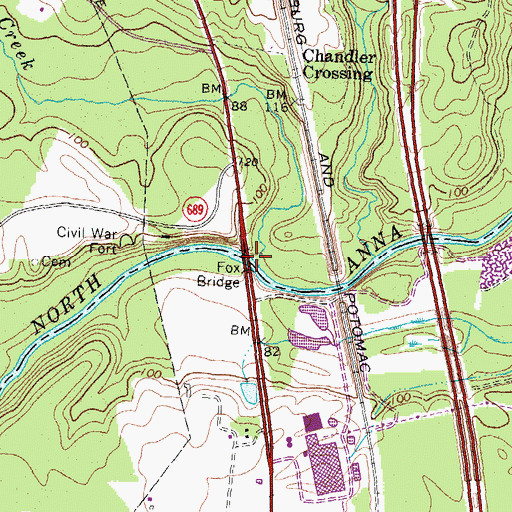Topographic Map of Fox Bridge, VA