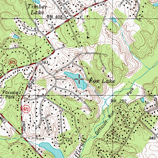 Topographic Map of Fox Lake, VA