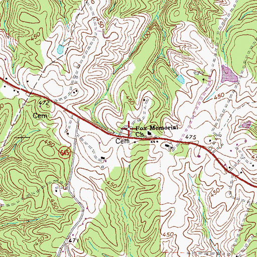 Topographic Map of Fox Memorial Church, VA