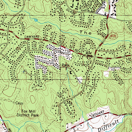 Topographic Map of Fox Mill Woods Park, VA