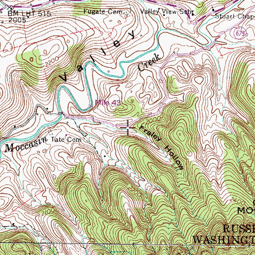 Topographic Map of Fraley Hollow, VA