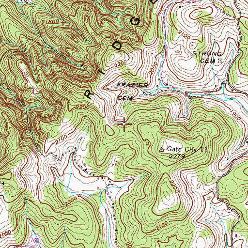 Topographic Map of Frazier Cemetery, VA