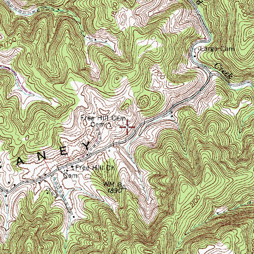 Topographic Map of Free Hill Cemetery, VA