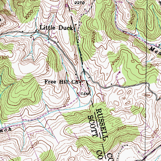 Topographic Map of Free Hill Church, VA