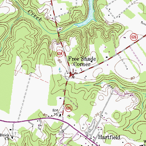 Topographic Map of Free Shade Corner, VA