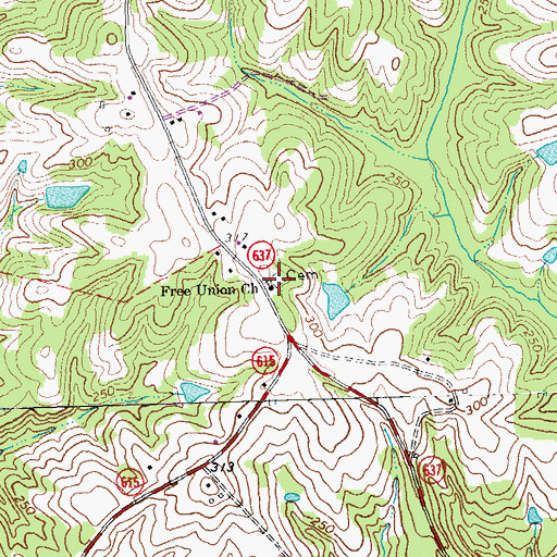 Topographic Map of Free Union Church, VA