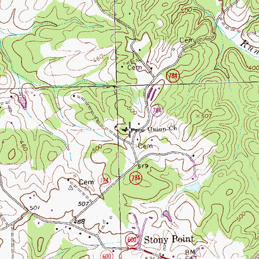 Topographic Map of Free Union Church, VA