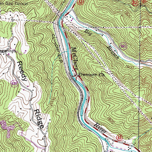 Topographic Map of Fremont Church, VA