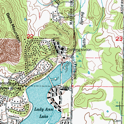 Topographic Map of Betts Spring, AL