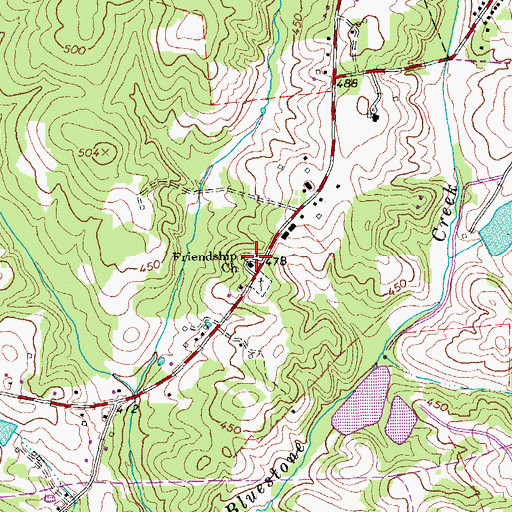 Topographic Map of Friendship Church, VA
