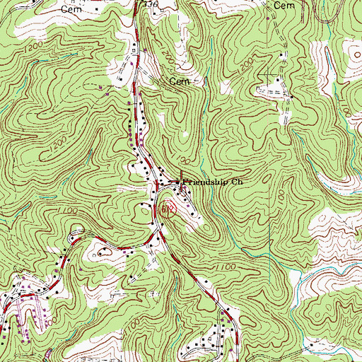 Topographic Map of Friendship Church, VA