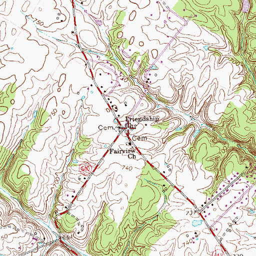 Topographic Map of Friendship Church, VA