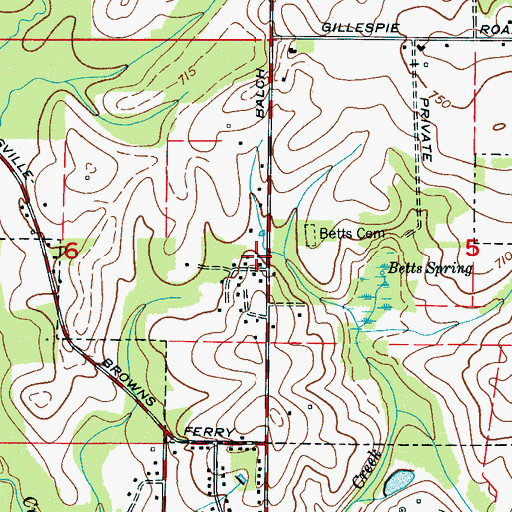 Topographic Map of Betz School (historical), AL