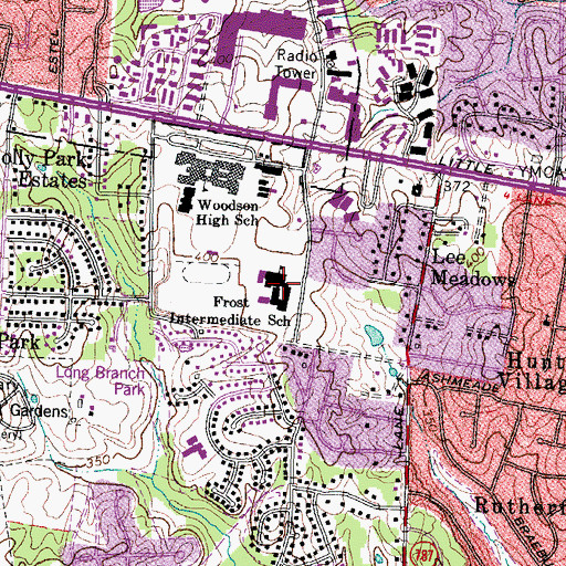 Topographic Map of Frost Middle School, VA