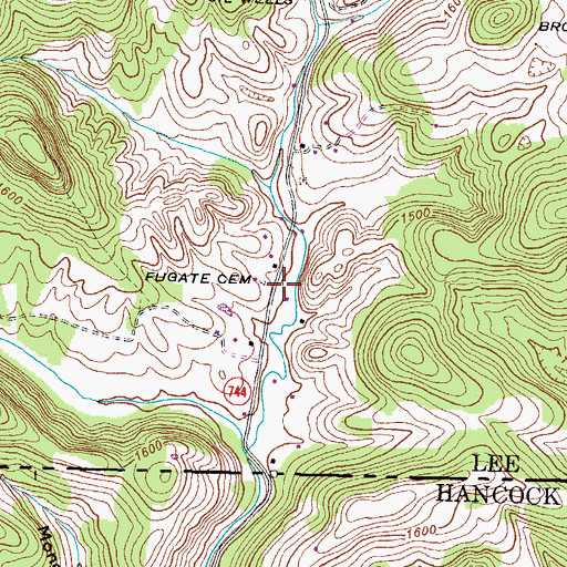 Topographic Map of Fugate Cemetery, VA
