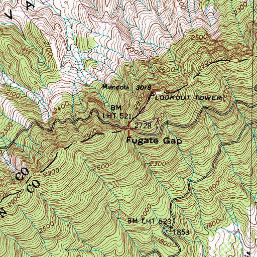Topographic Map of Fugate Gap, VA