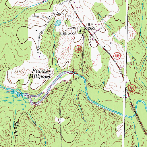 Topographic Map of Fulcher Millpond, VA