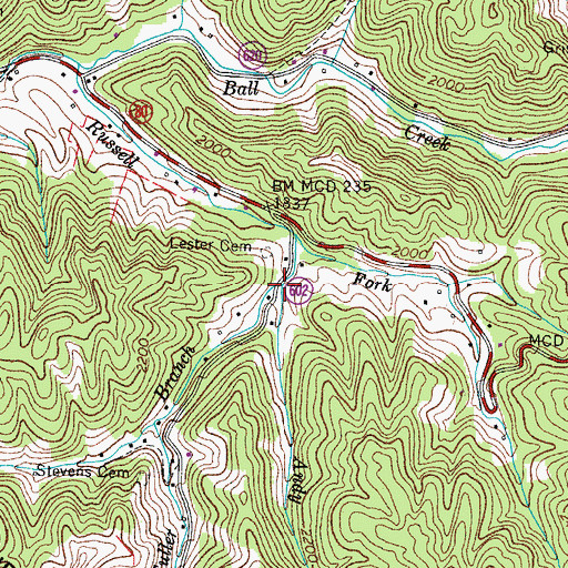 Topographic Map of Fuller Branch, VA