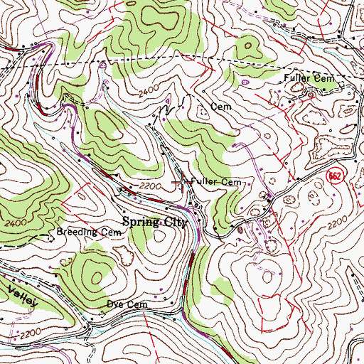 Topographic Map of Fuller Cemetery, VA