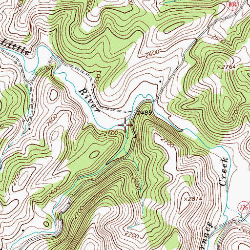 Topographic Map of Furnace Creek, VA