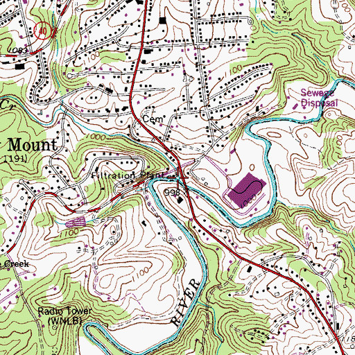 Topographic Map of Furnace Creek, VA