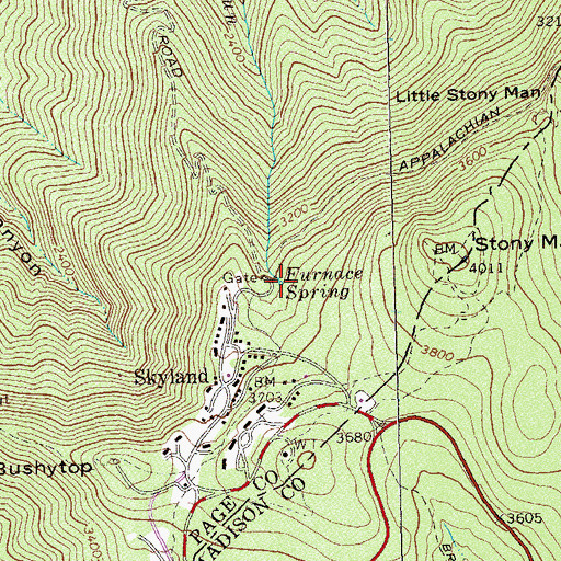 Topographic Map of Furnace Spring, VA