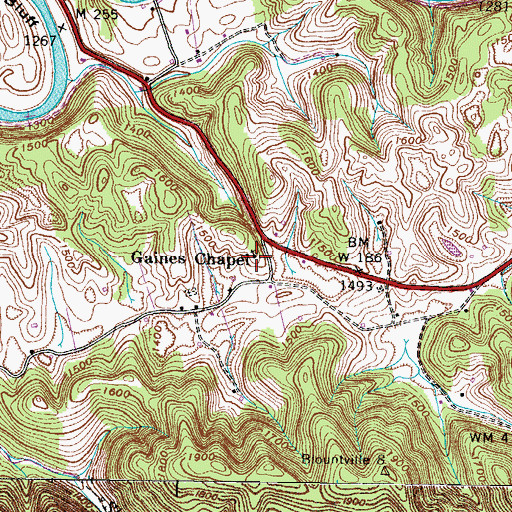 Topographic Map of Gaines Chapel, VA