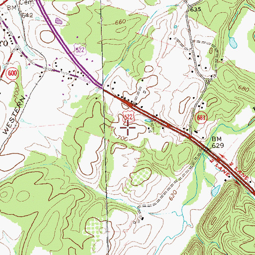Topographic Map of Gainesboro Elementary School, VA