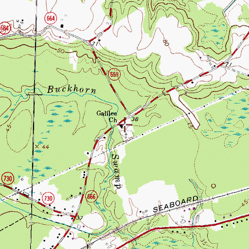 Topographic Map of Galilee Church, VA