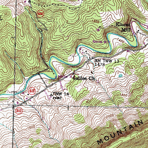 Topographic Map of Galilee Church, VA