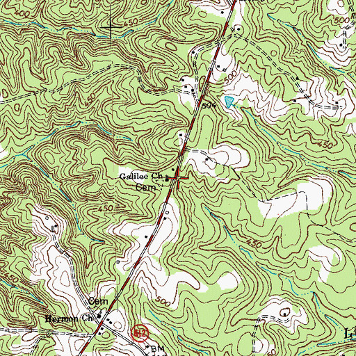 Topographic Map of Galilee Church, VA