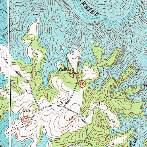 Topographic Map of Galilee Church, VA