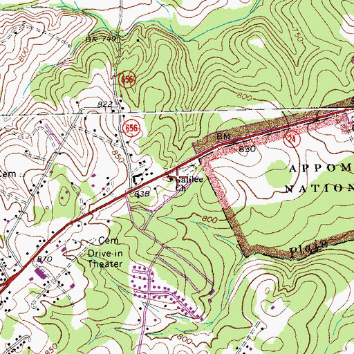 Topographic Map of Galilee Baptist Church, VA
