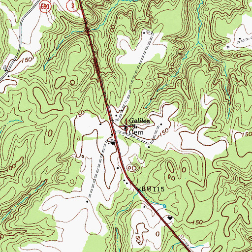 Topographic Map of Galilee Church, VA