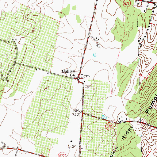 Topographic Map of Galilee Church, VA