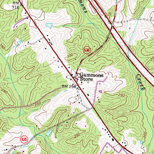 Topographic Map of Gammons Store, VA